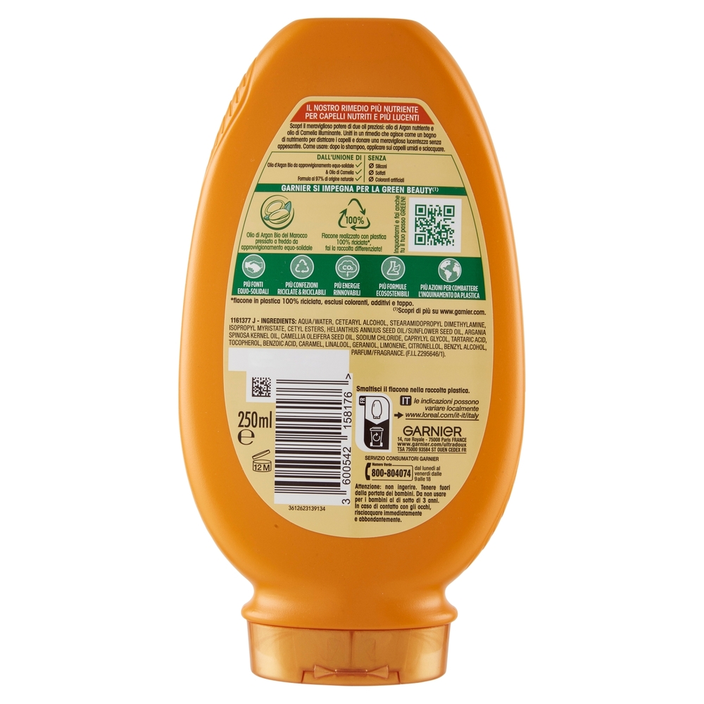 Garnier Ultra Dolce Balsamo Meraviglioso all'olio d'argan e di camelia per capelli secchi, 250 ml